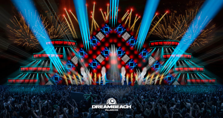Lee más sobre el artículo Así será el mainstage de Dreambeach: un gigante templo piramidal de 10 pisos de altura y 800 luces
